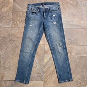 Banana Republic Girlfriend Jeans Medium Wash Distressed Ripped Size 26 2